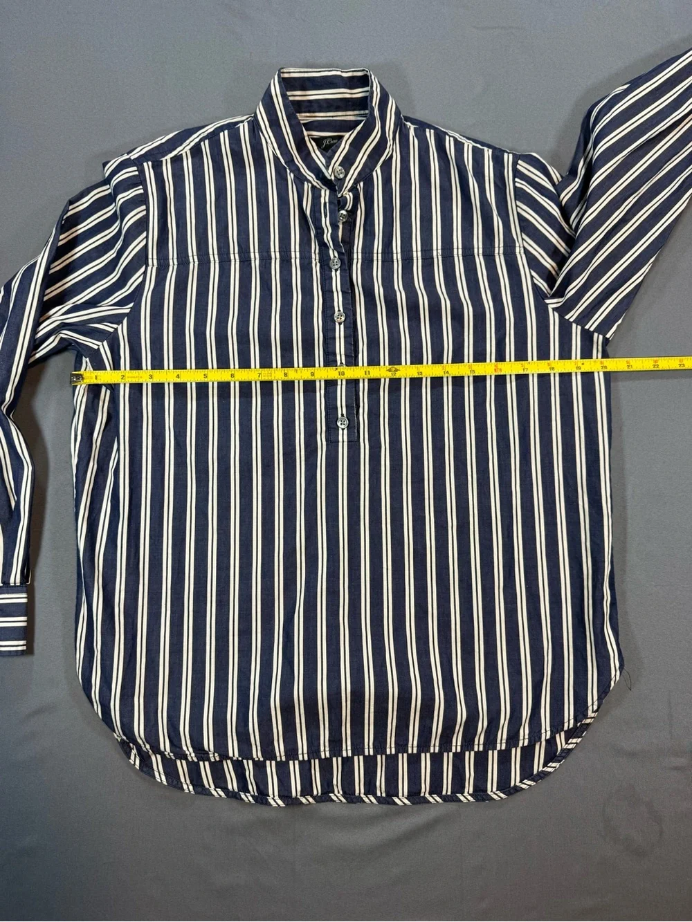 J. Crew Navy and White Striped Shirt Size 4 Coastal Preppy Minimalist - Picture 5 of 6